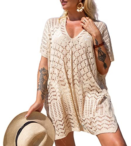 EDOTON Damen Gestrickte Strandkleid Bikini Cover Up Sommer Strand Vertuschen Bikinibluse (A5)