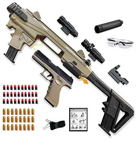 Pistolet Jouet, Pistolet Enfant en Mousse Souple avec Daccessoires, Pistolets Jouets Réaliste Blaster pour Garçons, Jouets pour Enfants 14+ de Plein Air, Energie 0.1 Joules