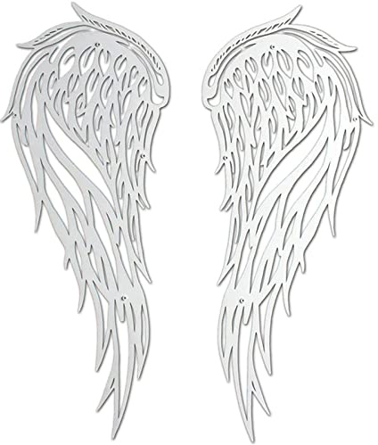 XQKXHZ Engelsflügel wanddeko,Große Engel Flügel Wandkunst Wandskulptur Indoor Outdoor Wandhänger Dekoration Für Schlafzimmer Büro Garten Wohnzimmer Wanddeko Metall Schwarz,Weiß,L