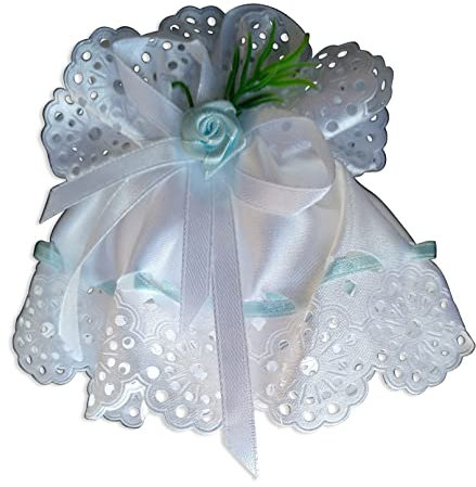 Kerzenmanschette Stoff blau verziert – für TAUFKERZE & KOMMUNIONKERZE – passend für 3–6 cm Ø – TROPFSCHUTZ & DEKO für Jungen – festliches KERZENZUBEHÖR 11 cm – MaMeMi