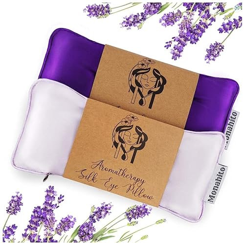 Hihealer Lot de 2 Masques pour Les Yeux en Soie avec Lavande - Compresses Chaudes et Froides pour Sommeil, Yoga, Spa et Méditation - Cadeaux de Noël Relaxation pour Femmes et Mamans (Violet)