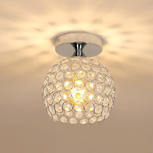 DAXGD Plafoniera da Soffitto Cristallo, Lampadario da Soffitto per Camera da letto, E27 Plafoniera in Cristallo Moderna per Corridoio Soggiorno Cucina (Senza Lampadine)