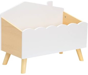 sweeek - Coffre à Jouets Enfant Effet Bois. Blanc. L 58 x P 28 x H 44.5 cm