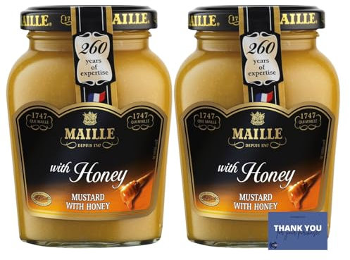 Dijon Mustard with Honey Bundle Consists of Maille Dijon Mustard 230g (Pack of 2) - Smooth, Sweet, and Savory Mustard for Culinary Delights