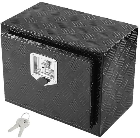 VEVOR Boîte à Outils pour Camion 46 x 32 x 36 cm, Coffre Sous-Châssis Fixation Inférieure, Caisse de Stockage en Aluminium avec Serrure et Clés, Étanche, pour Remorque Pick-up Fourgonnette Véhicules