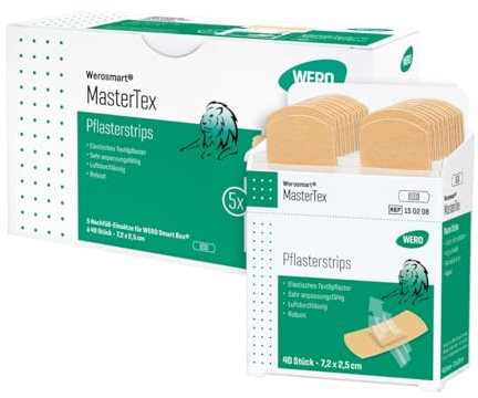 Werosmart® MasterTex Pflasterstrips 7,2 × 2,5 cm, 5 Einsätze | Nachfüll-Einsätze für WERO Smart Box® Pflasterspender