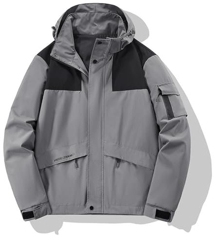 NITRY Langarm Jacke Herren Draussen Camping Climbing Punching Jacket Herren Persönlichkeit Trend Sport Hoodie Jacke Herren Casual Mode Warm Winddichte Jacke Männer D-Grey XXL
