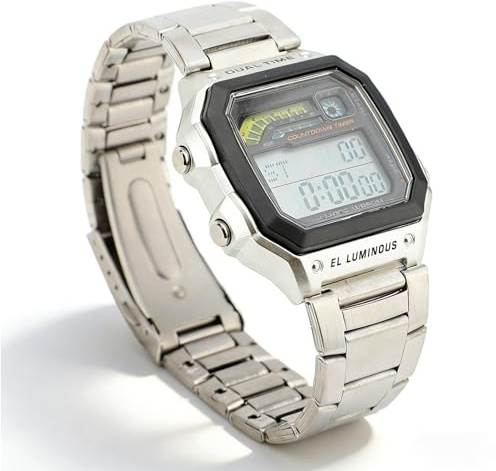 ciciglow Herren-Digitaluhr, LED-Hintergrundbeleuchtung, Digitale Sportuhr, Edelstahlarmband, Modische Armbanduhr für Damen und Herren, 50 M Wasserdicht