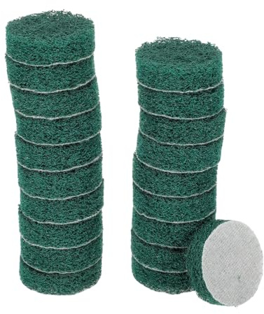 sourcing map 20pcs Scrubber Scouring Pads 180 Grits 2 Inch Drill Power Brush Hoop and Loop Surface Conditioning Disc Drill Scuffing Disc Scrub Pads for Home Kitchen Cleaning, Green