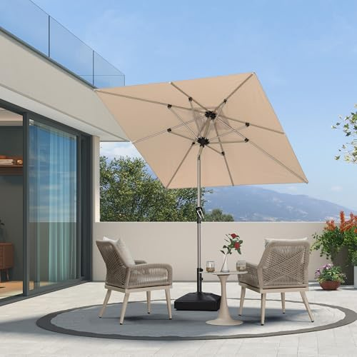 PURPLE LEAF Parasol de Jardin Extérieur Inclinable 2 x 2 m Carré, Parasol Droit avec Châssis en Aluminium Champagne, Toile UPF 50+ pour Balcon Jardin Terrasse Patio Piscine, Beige