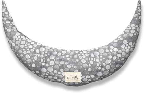 Stillnus Crescent Moon Pillow – Grey Dots – Weighted Aromatherapy Neck & Cramp Relief with Lavender & Flaxseed – Hot or Cold Compress for Stress, Hormone Balance & Relaxation
