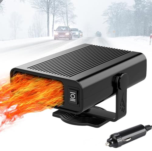 JinsenTGG Calefactor Coche, 12V 150W Calefactor Coche Mechero, Calentador de Coche Portátil, 2 en 1 Calefactor para Coche de Calefacción y Refrigeración, Desempañador y Descongelador Parabrisas