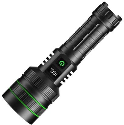 Antorcha táctica de largo alcance, linterna LED de alta potencia, recargable por USB, lámpara de luz fuerte, linterna portátil for exteriores, resistente al agua(KS008-Package B)