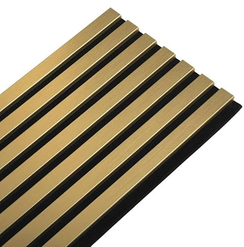 DECOON Panneau Mural Acoustique tasseaux Bois 250 x 30 x 1,9 cm - Gold/Feutrine Noir - 0,75m²