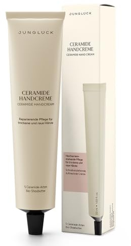 JUNGLÜCK Ceramide Handcreme – intensive Pflege für trockene Hände | Schützt trockene, empfindliche und zu Neurodermitis neigende Haut - schnell einziehend mit Bergamotte & Orangenblüte Duft