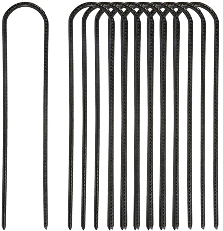 10 anclajes de suelo, estacas de suelo de 30 cm, tipo U, para trampolín, para tienda de campaña, estacas de metal para suelo, estacas de jardín con punta de cincel para asegurar vallas, tiendas de