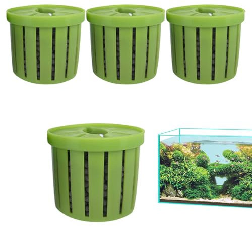 Aquarium Plant Holder, 4 Pack Aquatic Plant Weights Pot, Aquarium Landscape Planter, Aquatic Grass Planting Basket for Fish Tank Accessories Decorations