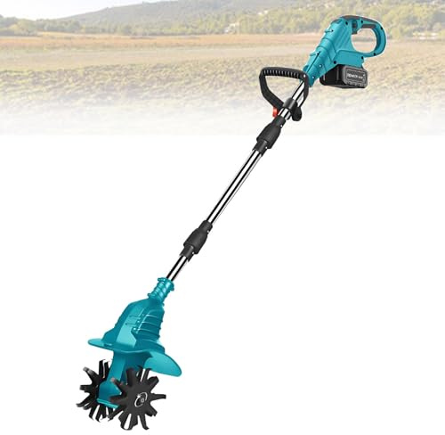21-V-Akku-Grubber, Gartenfräse mit 270 U/min, 1- oder 2-Batteriesatz, 20 cm Breite, 25 cm Tiefe, tragbar für Rasen und kleine Gärten,Blue-FourBlades-1battery