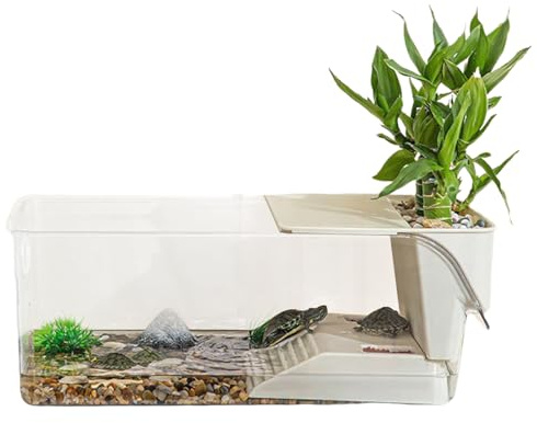 Schildkrötenbecken - Multifunktionales Terrarium,Transparentes Terrarium mit Sonnenbereich für Reptilienfütterung, Landschildkröten, Einsiedlerkrebse, Frösche zur Beobachtung täglicher
