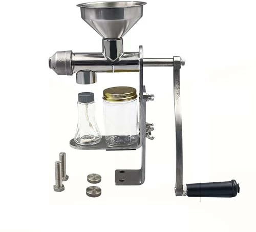 Manuelle Ölpresse Maschine, Edelstahl Kaltpresse für Erdnuss-Sojabohnen-Sonnenblumenkerne, handbetriebener Heimgebrauch, hohe Ölausbeute, tragbares Design mit magnetischem Flaschenhalter