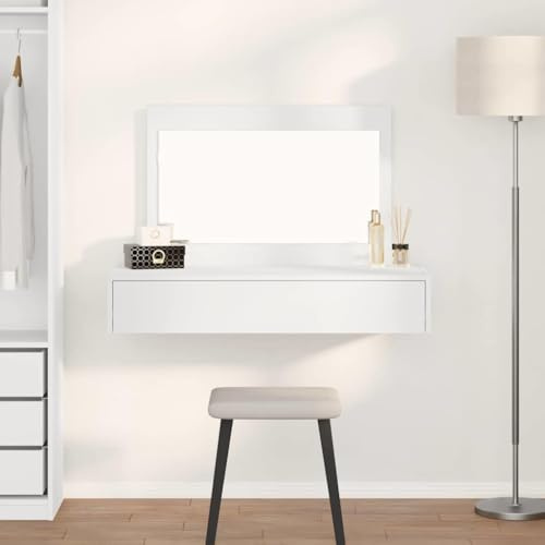 Mokuyary Tavolo da toilette bianco 100 x 40 x 70 cm legno di ingegneria, tavolo da toeletta trucco per camera da letto -B