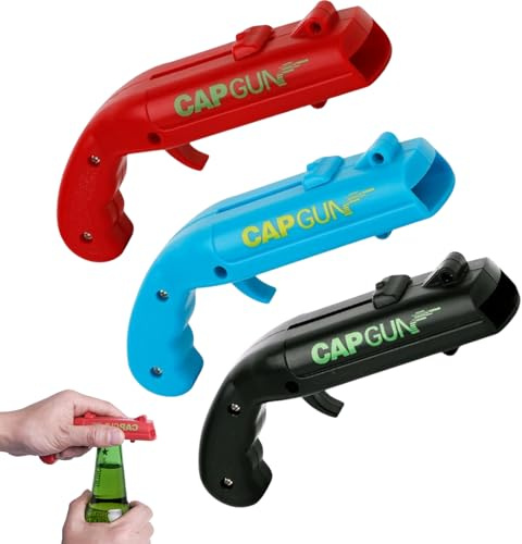 3 Stück Capgun Flaschenöffner Pistole Bierdeckel Kronkorken Pistole Lustige Schuss Flaschenöffner, Biergeschenke für Männer, Lustig für Party, Bar & Home