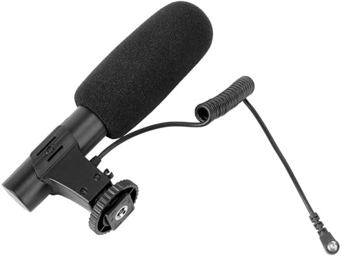 UTHCLO Micrófono de Entrevista para Cámara DSLR, Mono Cardioide Negro