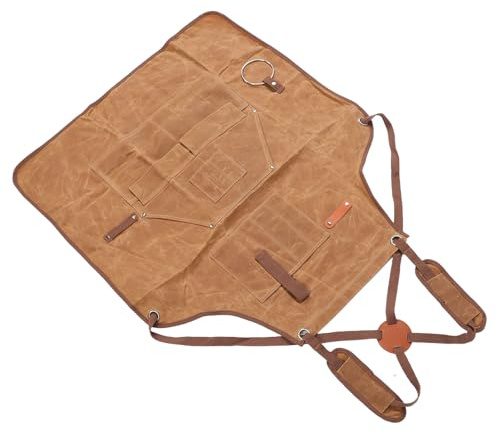 SEAFRONT Heavy Duty Waxed Canvas Work Apron with 10 Pockets and Magnetic Tool Holder for Woodworking Gardening