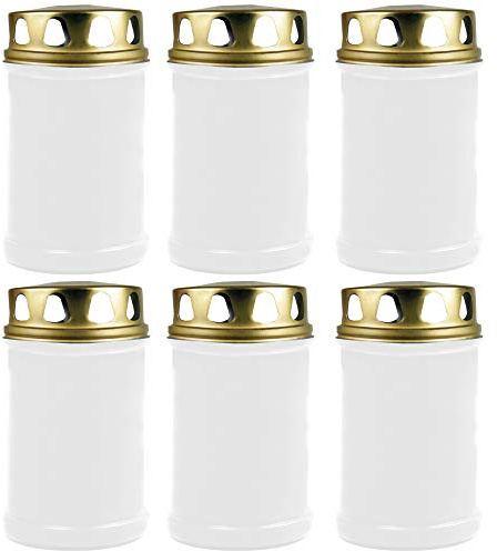 HS Candle Grabkerze 6er Pack in Weiß mit ca. 48h Brenndauer
