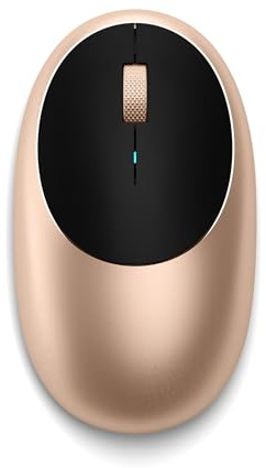 Satechi Trådlös Bluetooth-mus M1 – Uppladdningsbar via USB-C-port – Kompatibel med 2022 MacBook Pro/Air M2, Mac Mini, iMac Pro/iMac, 2022 iPad Air M1, 2021 iPad Pro och mer (Guld)
