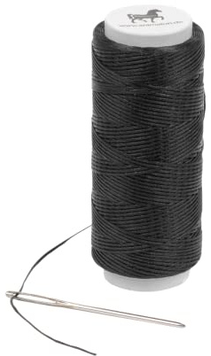 Animalon Einflechtgarn Pferd schwarz | Extra robustes und strapazierfähiges Einnähgarn zum Einnähen der Mähne | Gewachstes Einflechtgarn für idealen Halt der Zöpfe mit gratis Einnähnadel