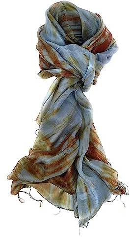 Sciarpa da donna in 100% pura seta, dipinta a mano, utilizzabile come foulard o scialle, 175cm x 70cm