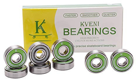 Premium Skateboard Bearings, Pro-Longboard Bearings, High-Speed 608rs-Ball Skate Bearing ABEC – for Skateboard, Quad Skate, Inline Rollerblades, Scooters Wheels and Spinners (Pack of 8) (Green)