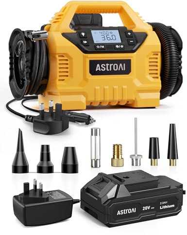 AstroAI Multifunctional Tyre Inflator Air Compressor,Portable Car Tyre Pump 160PSI with HD Screen, 3 Power Sources & Dual Powerful Motors, Heavy Duty Air Pump Inflation/Deflation