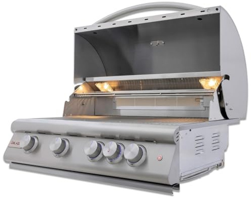 Blaze Premium LTE+ 32-Inch 4-Burner Built-In Propane Gas Grill | Stainless Steel Outdoor BBQ with Rear Infrared Burner, LED Control Knobs & Lift-Assist Hood | BLZ-4LTE3-LP