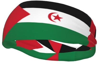 SSIULUS Bandera del Sáhara Occidental Versátil Banda Deportiva para el Sudor – Diadema elástica y que absorbe la humedad para yoga, fitness, baloncesto, negro, FHD-10906