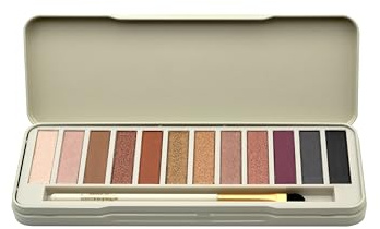 bonvoyage Essentials, Paleta de Sombras de Ojos con Brocha, 12 Tonos Nude Mates y Brillantes de Larga Duración, Fórmulas Difuminables con Pigmentos Intensos para Looks de Día y Noche, Naked Eyes