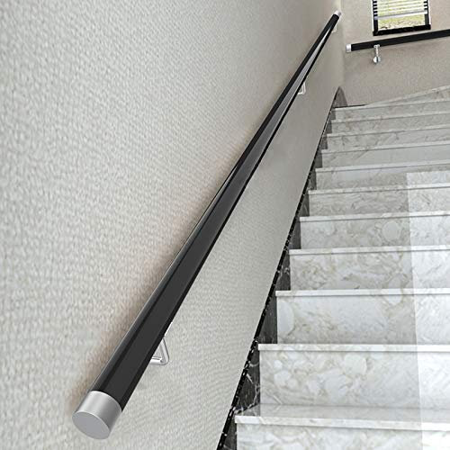 Barandillas negras antideslizantes tejidas para escaleras con accesorios, para montar en la pared, para interiores, pasillos, 50 ~ 400 cm (tamaño: 300 cm)
