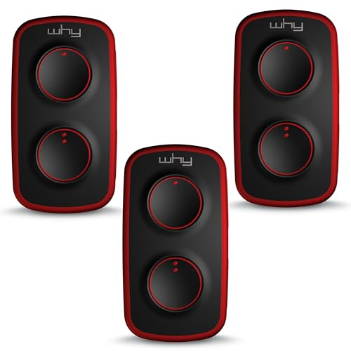 WHY EVO NOA MINI - Telecomando universale a 4 pulsanti - programmabile codice fisso o codice rotante - Frequenze 433 o 868 MHz - Per cancelli e porte del garage (rosso vulcano Set di 3 telecomandi)