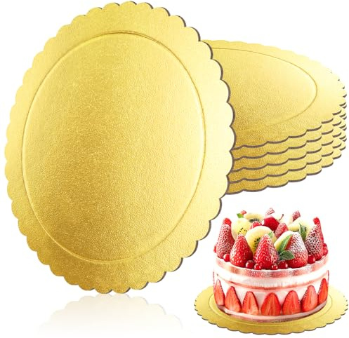 WDZGX Tårttallrik, 25 cm, tårtunderlägg, kakeboard, rund, 6 st, kakplattor, kartong, återanvändbara tårtor, underplattor för transport, tårtor, guld (25 cm guld)