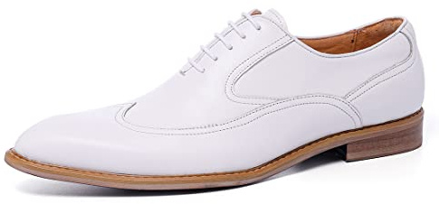 Oxfords Formale Business da Uomo Scarpe Stringate Basse in Pelle Scarpe da Vestito Banchetto Matrimonio Festa,Bianco,41