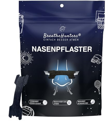 BreatheHunters® - 60 Stück Premium Nasenpflaster | schwarz, Nasenstreifen, weniger Schnarchen, bessere Schlafqualität, mehr Leistung Sport, Schnarchpflaster, Nose stripe, Besser Atmen