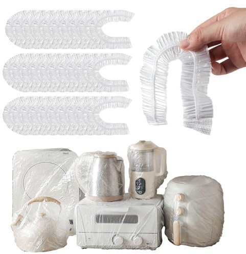 NICENEEDED 30 PCS Clear Kitchen Small Appliance Dust Covers, 30 Furniture Dust Cover Elastic Dust Covers, Dustproof Protective Cover for Coffee Maker