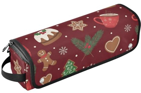 Con alfombrilla extraíble resistente al calor para rizador, plancha rizadora, secador de pelo plano, patrón de pan de jengibre navideño, esencial de viaje para mujeres