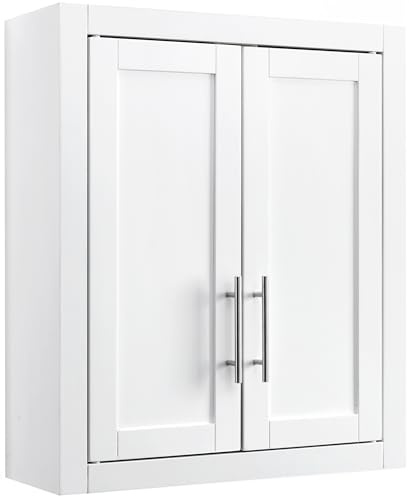 Crosley Furniture Savannah Wall Mounted Bathroom Storage Medicine Cabinet with Shelves, Snow