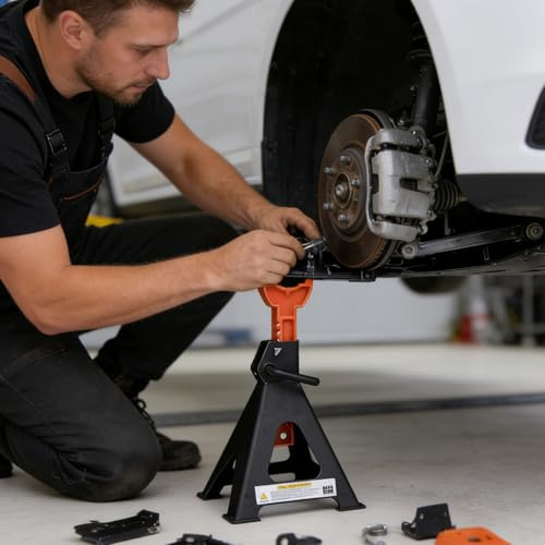 Soportes Jack para camión, soporte de elevación de coche de 3 toneladas | Soporte de elevación seguro – Para taller, campo, remolque, camión, moto, garaje, exterior, casa, viaje