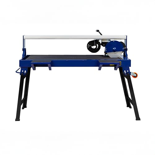 Wet Tile Cutter with 920mm Bench Stand Table Laser Cutting Guide Diamond Blade Heavy Duty 1200W Motor Includes Free Extra Blade 0-45° Angle Cut Range Foldable Legs Portable DIY and Professional Use