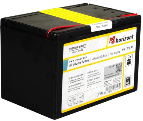 horizont turbomax AB150 Weidezaunbatterie 9 Volt, Alkaline, 150 Ah | für Weidezaungeräte 9 Volt, hoher Spannungsverlauf über gesamte Lebensdauer