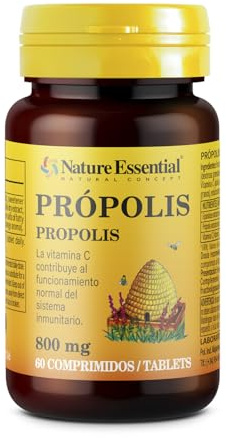 Nature Essential | Própolis 800 mg | 60 Comprimidos | Con Echinácea, Tomillo y Vitamina C | Aminoácidos y Oligoelementos