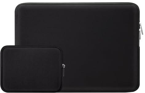 RAINYEAR Housse pour Ordinateur Portable 14 Pouces avec Pochette pour Accessoires, Compatible avec Les Notebook Chromebook 14 Pouces et Les MacBook Air 15 Pouces (M2, M3, M4, M5)(Noir)